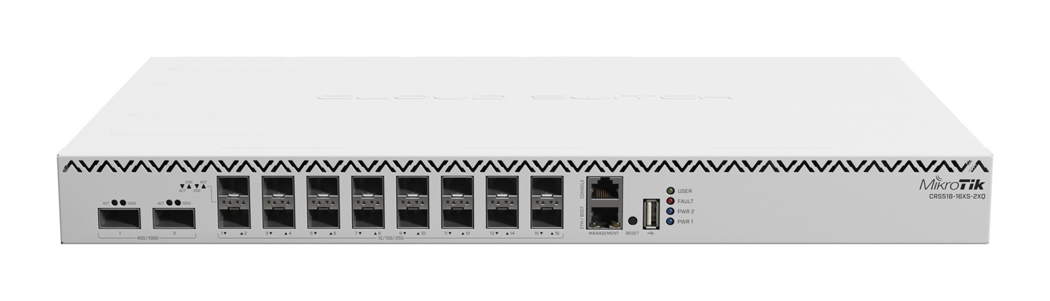Mikrotik CRS518-16XS-2XQ-RM Switch di Rete Gestito con 16 Porte SFP28 da 25G e 2 Porte QSFP28 da 100G