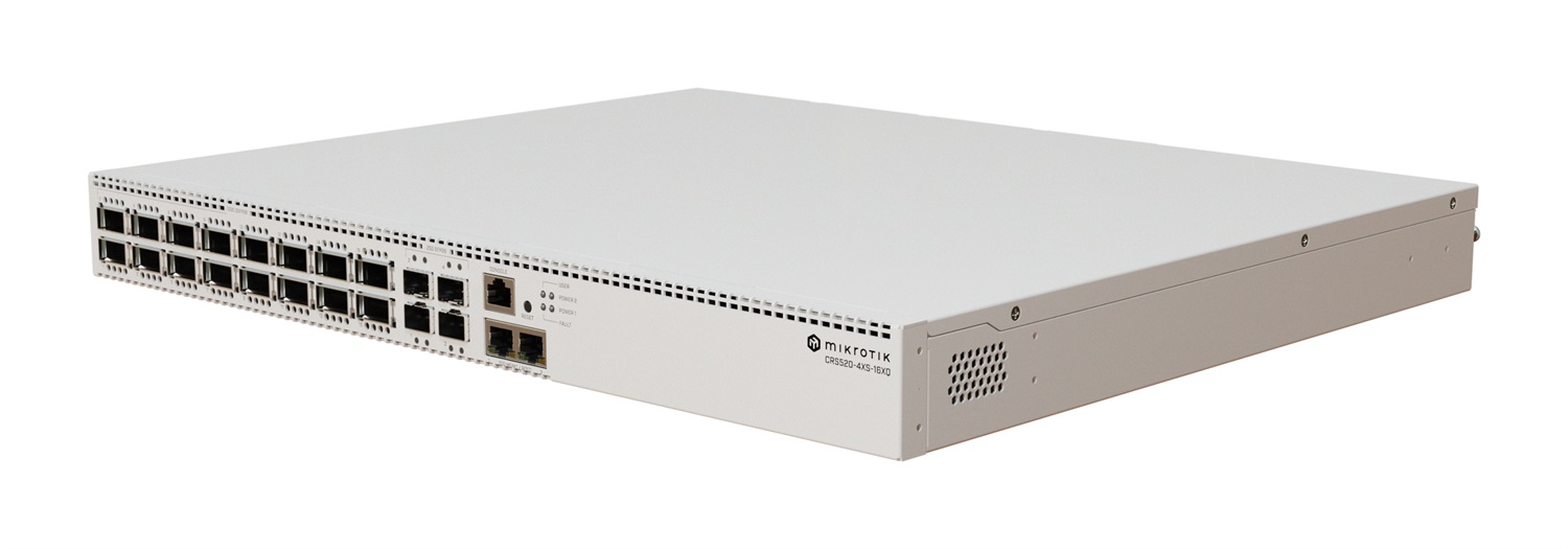 Mikrotik CRS520-4XS-16XQ-RM Switch di Rete Rackmount con 16 Porte QSFP28 100G e 4 Porte SFP28 2.5G