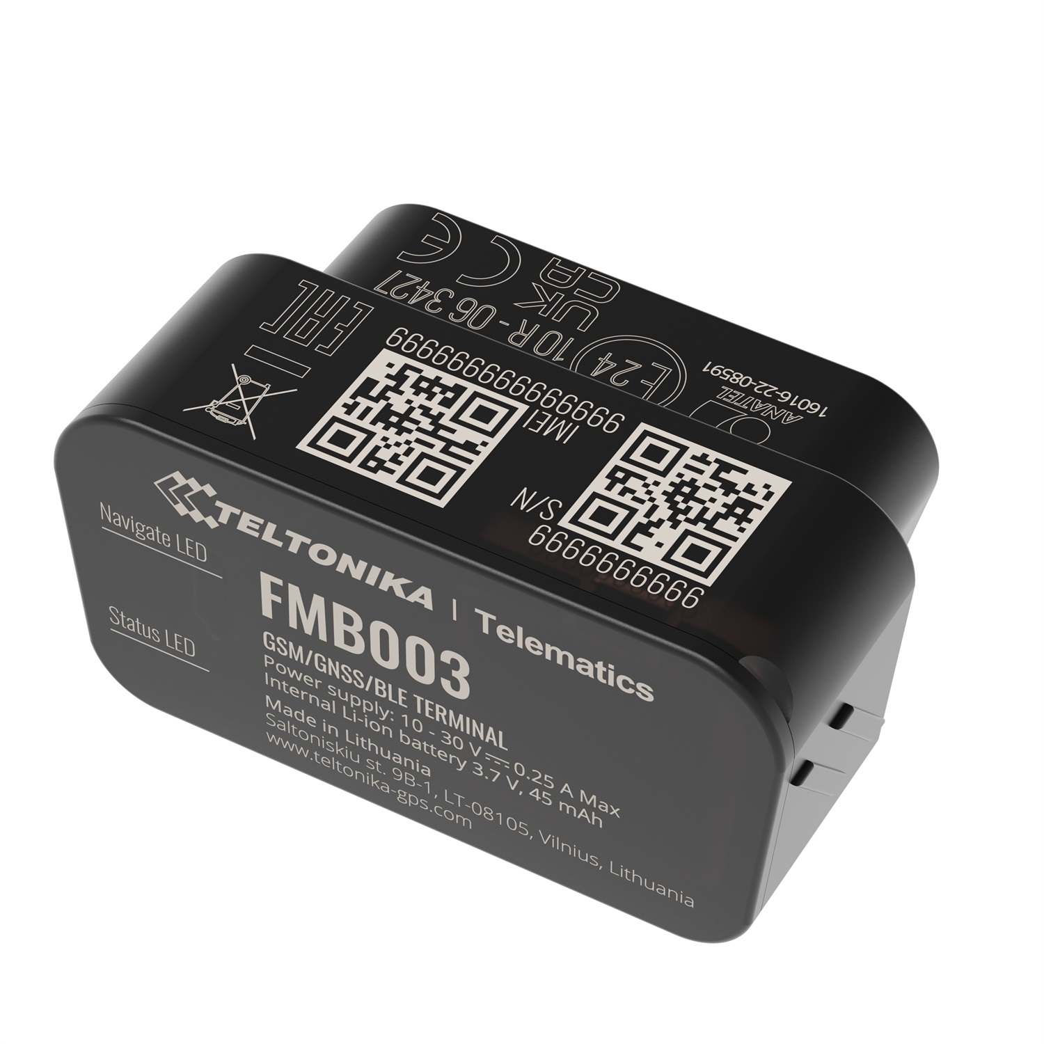 Teltonika FMB003 OBDII Tracker con GNSS, GSM, Bluetooth 4.0, Quad-band e Antenna Interna ad Alta Guadagno