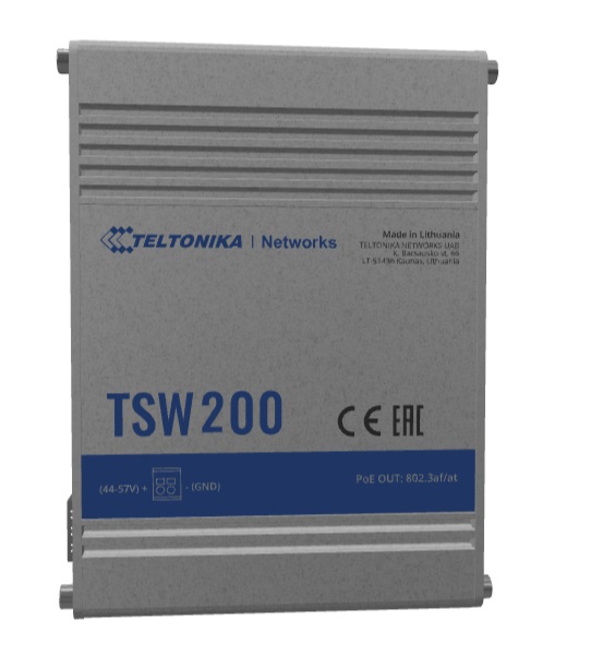 Teltonika TSW200 Switch di rete Non gestito 8x Gigabit Ethernet (10/100/1000) 2x SFP, Supporto Power over Ethernet (PoE), Alluminio