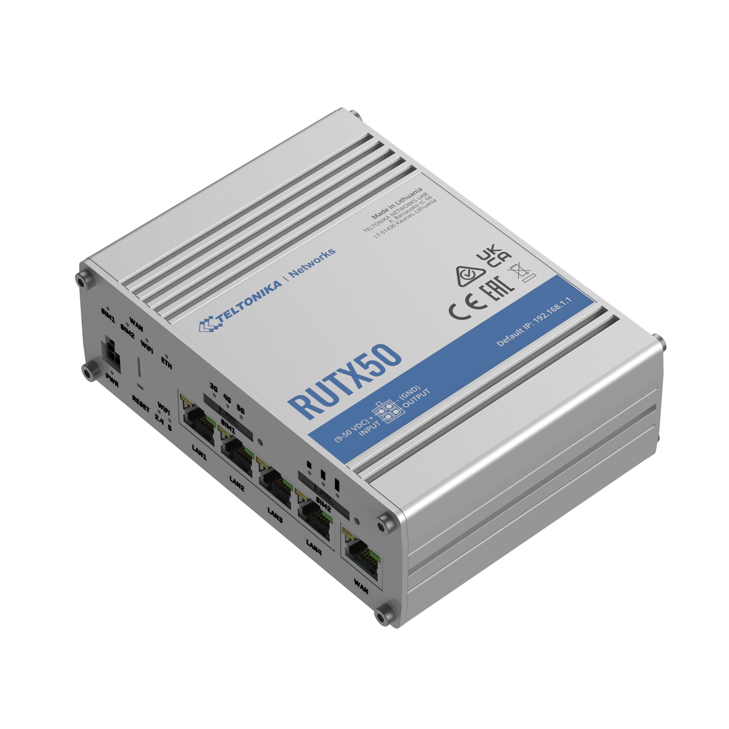 Teltonika RUTX50 Router Wireless 5G in Acciaio Inossidabile con 5x Gigabit Ethernet e Wi-Fi 5 (802.11ac)
