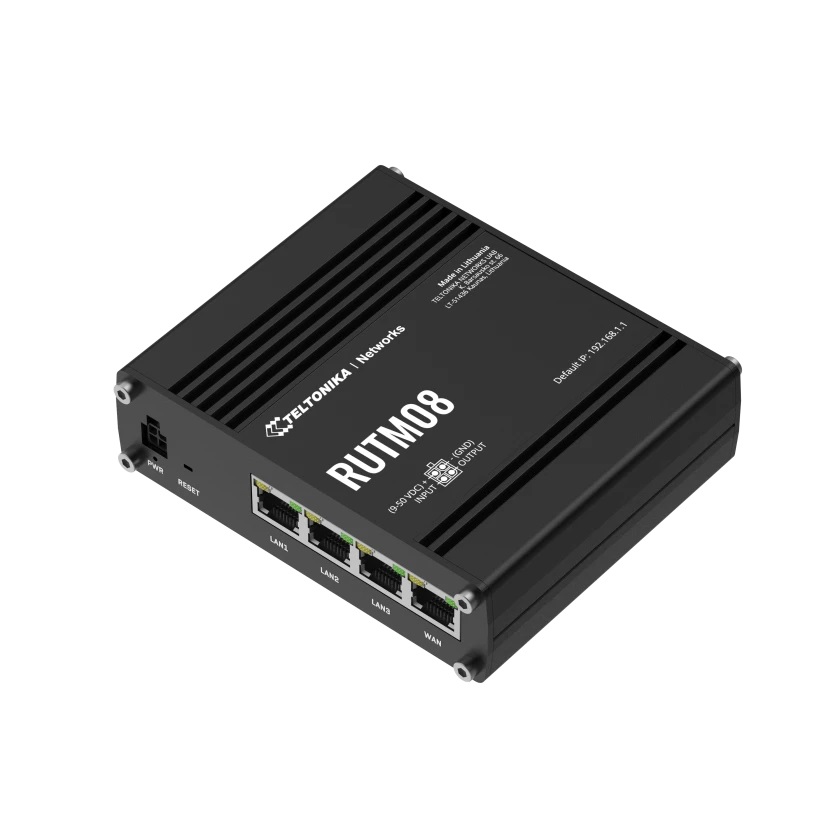 Teltonika RUTM08 Router Cablato Gigabit Ethernet Nero con 4 Porte RJ45 e Slot per Scheda SIM