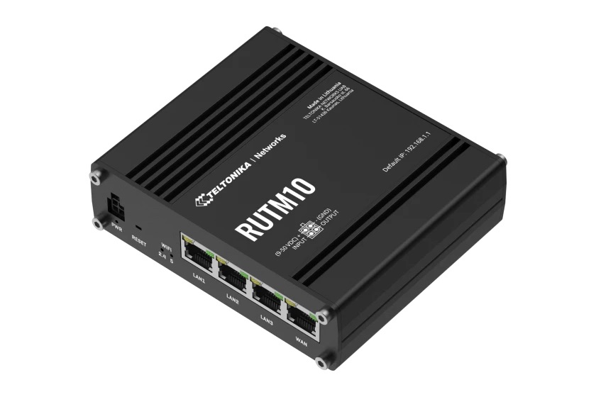 Teltonika RUTM10 Router Industriale Wi-Fi 5 (802.11ac) Dual-band (2.4 GHz/5 GHz) con 4 Porte Gigabit RJ45 - Nero