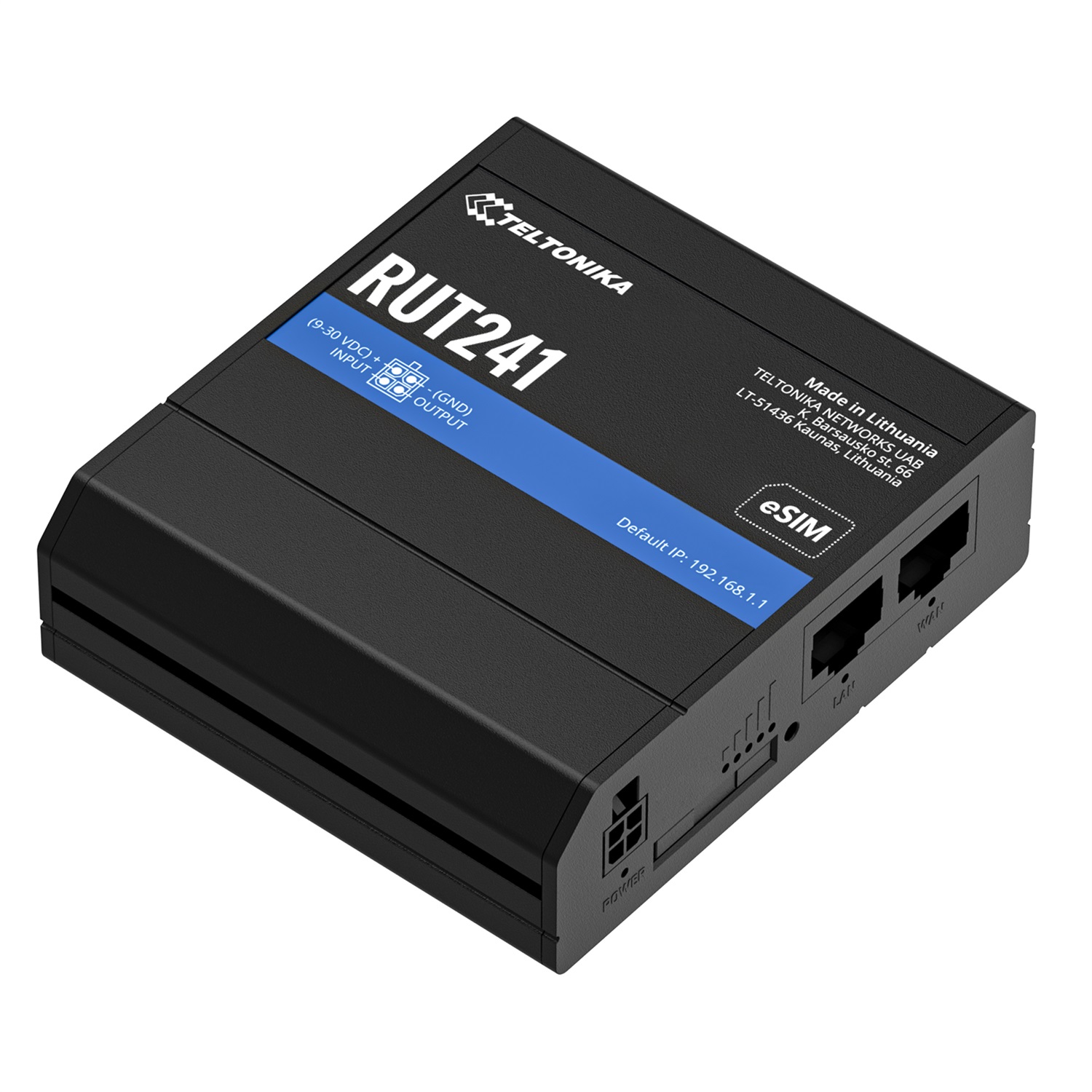 Teltonika RUT241 eSIM | Industrieller 4G-LTE-Router | Cat 4, 2x RJ45 100Mb/s, eSIM Router di rete cellulare