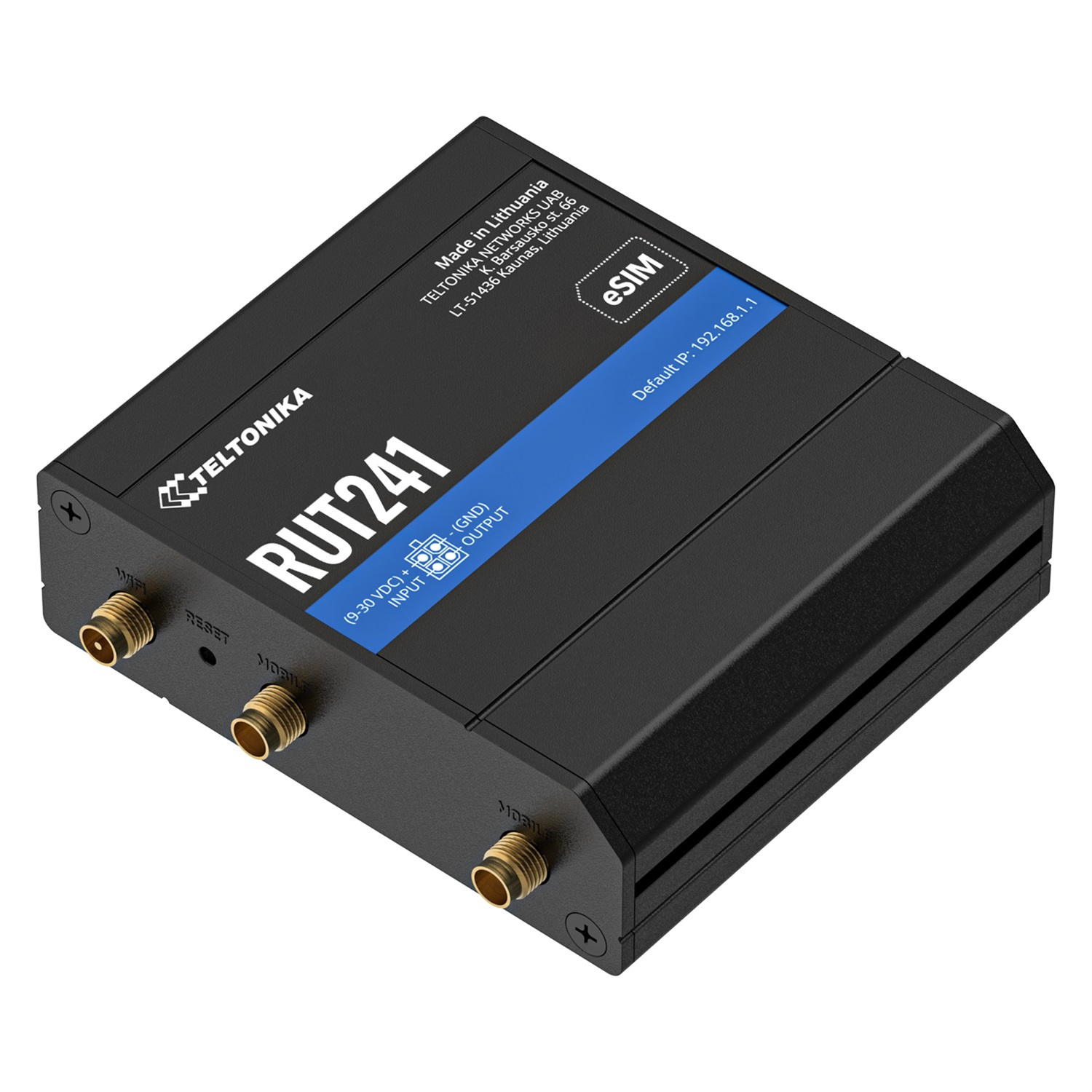 Teltonika RUT241 eSIM | Industrieller 4G-LTE-Router | Cat 4, 2x RJ45 100Mb/s, eSIM Router di rete cellulare