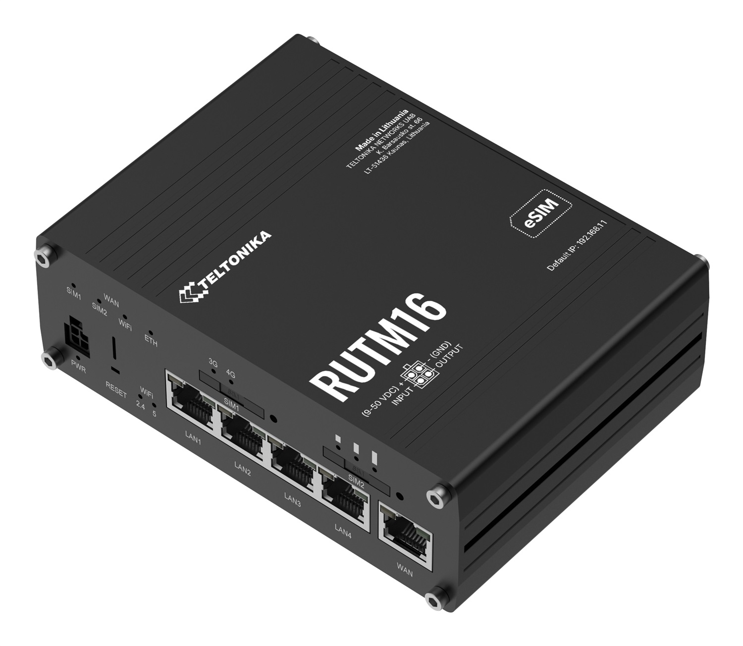 Teltonika RUTM16 Router 4G/LTE Dual-Band WiFi 5 con 5 porte Ethernet e eSIM