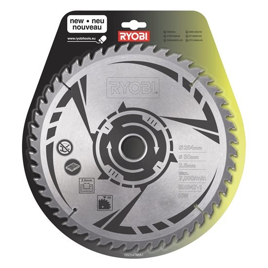 Ryobi SB254T48A1 - Lama circolare TCT 254 mm, 48 denti, compatibile con seghe troncatrici