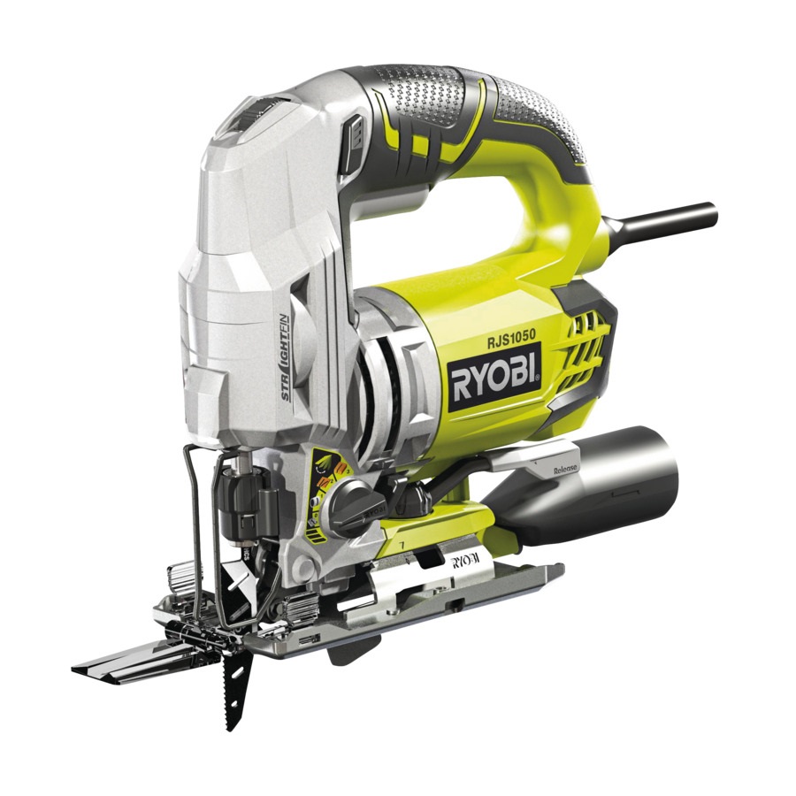 Ryobi RJS1050-K Seghetto Alternativo Elettrico 680 W con 4 Funzioni, Guida di Taglio Retrattile, Variatore di Velocità e Luce LED