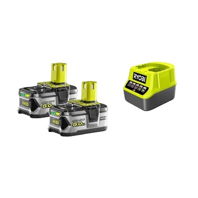 Ryobi RC18120-250 Kit con 2 Batterie Li-ion 18V 5.0 Ah e Caricabatterie da 1 Ora