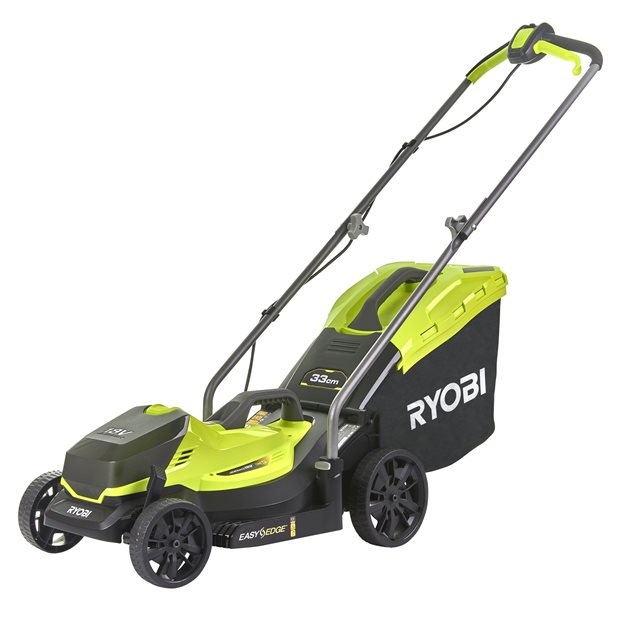 Ryobi OLM1833B Tosaerba a Batteria 18V, Taglio 33 cm, Sacco di Raccolta 35L, Ergonomico e Ripiegabile, Ideale per Giardini Fino a 500 m²