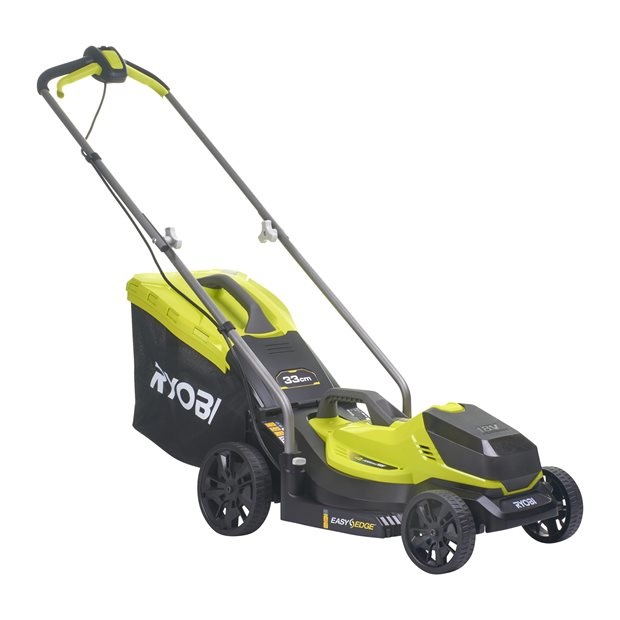 Ryobi OLM1833B Tosaerba a Batteria 18V, Taglio 33 cm, Sacco di Raccolta 35L, Ergonomico e Ripiegabile, Ideale per Giardini Fino a 500 m²
