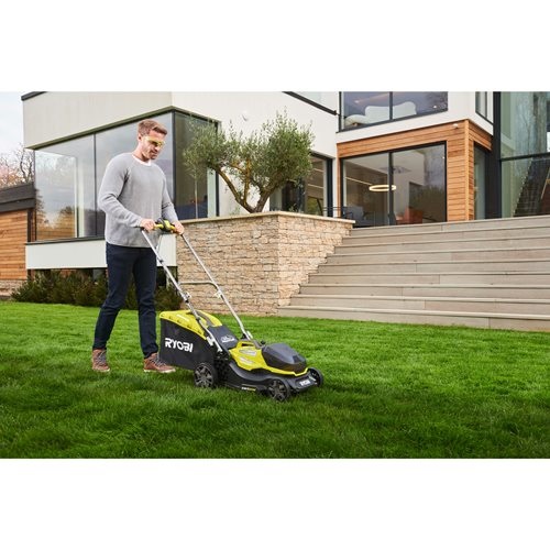 Ryobi RY18LMX37A-0 Tosaerba a Batteria Brushless 18V con Taglio da 37 cm e Sacco di Raccolta da 45L - Senza Batteria e Caricabatterie