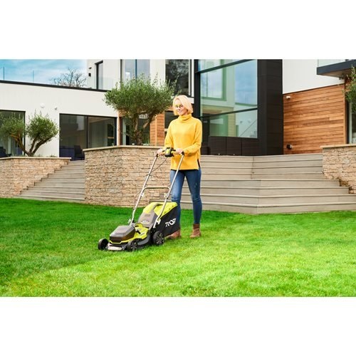 Ryobi RY18LMH37A-250 Tagliaerba Ibrido a Batteria ed Elettrico con 2 Batterie 5Ah - Taglio 37 cm