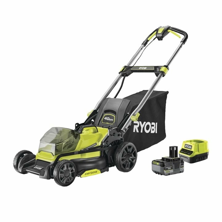 Ryobi RY18LMX40C-150 Tagliaerba a Batteria Brushless 18V, Larghezza di Taglio 40 cm, Batteria 5.0 Ah Inclusa, Compatibile con ONE , Superficie Max 400 m²