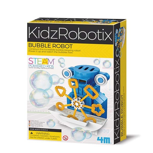 4M Robot Spara-Bolle 00-03423 - Gioco Educativo STEM per Bambini, Costruisci un Robot Multicolore che Fa le Bolle di Sapone