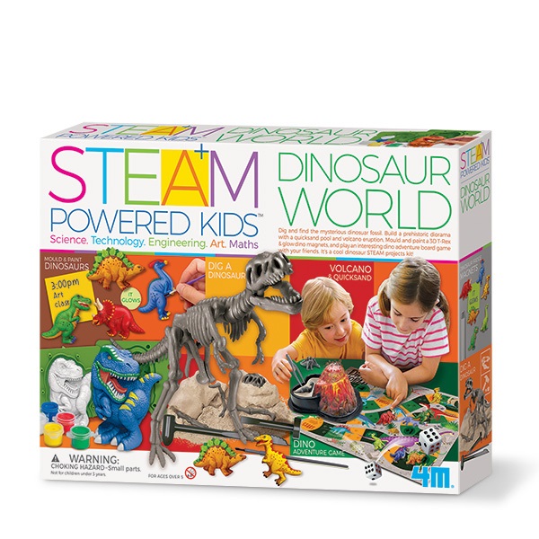 4M Kit Deluxe STEAM Il Mondo dei Dinosauri - Crea, Scava e Scopri con Attività Educative