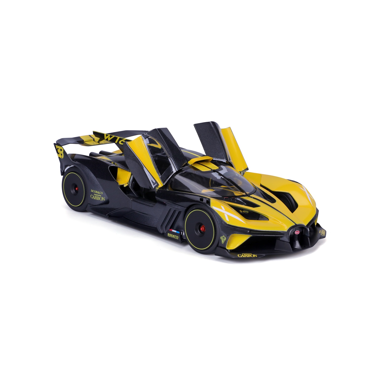 BBURAGO Bugatti Bolide 1:18 Modello Supercar Preassemblato per Bambini dai 3 Anni - Colore Giallo