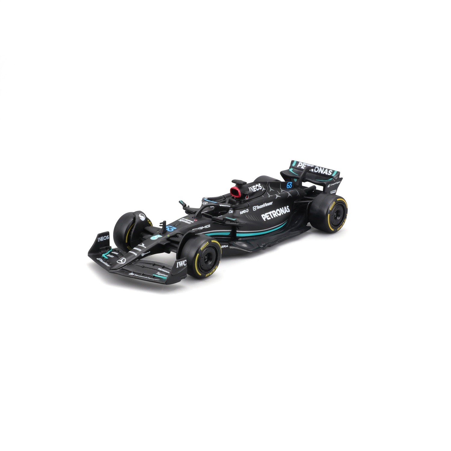 BBURAGO Mercedes AMG F1 W14 E Performance #63 - Modellino auto sportiva in scala 1:43, die-cast, con licenza ufficiale Formula 1
