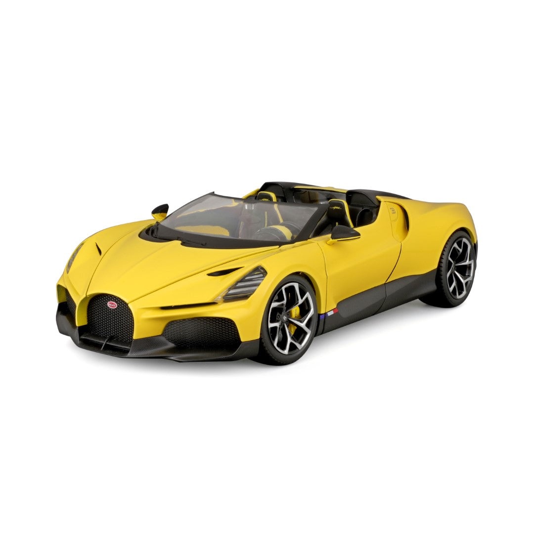 Bburago Bugatti W16 Mistral 1:18 Modellino Diecast con Cofano e Portiere Apribili, Colori Assortiti, Dettagli Interni Realistici