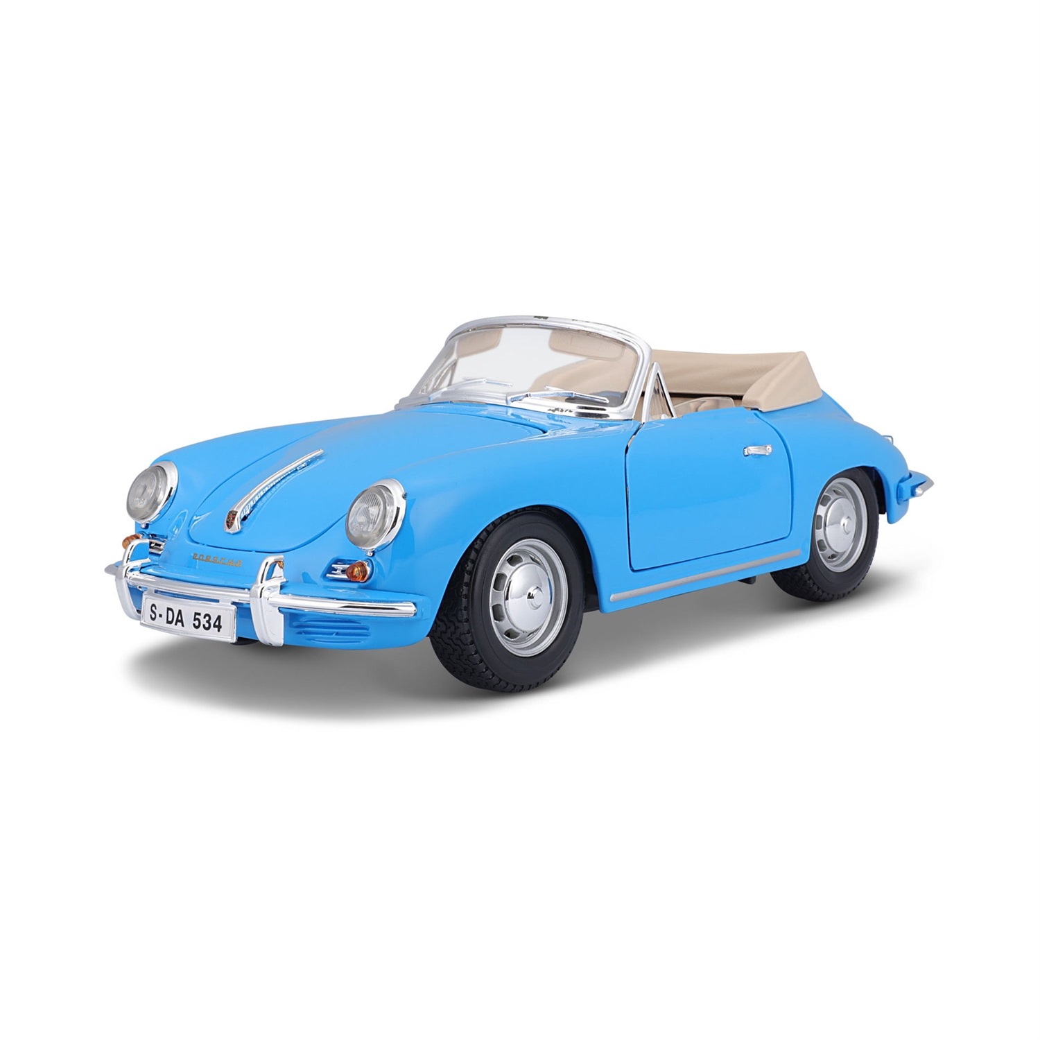 Burago Porsche 356B Cabriolet (1961) Modellino di macchina classica Preassemblato in scala 1:18 - Colore Gold
