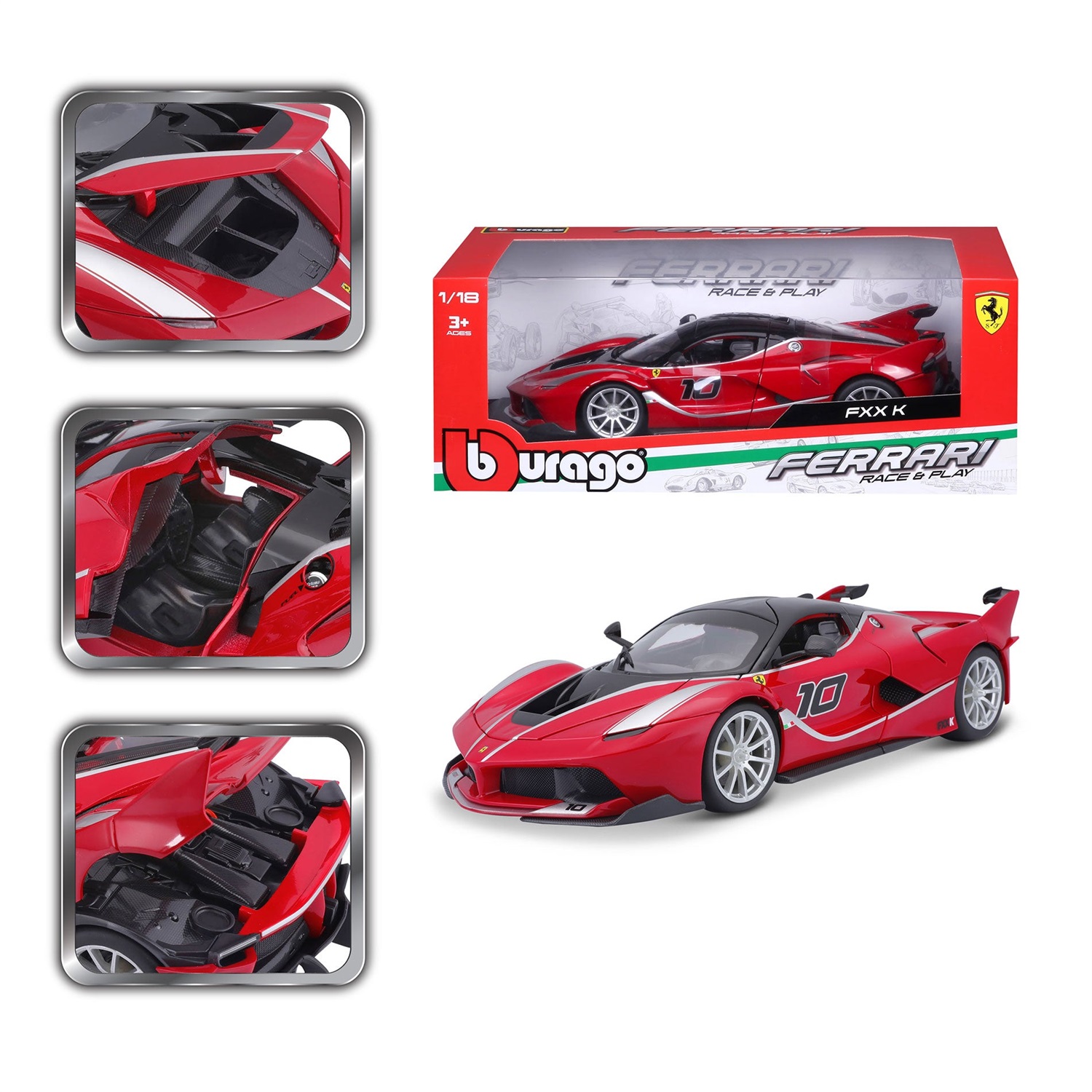 Bburago Ferrari FXX K Modello Diecast 1:18 - Alta Fedeltà, Metallo e Plastica, Dettagli Apribili