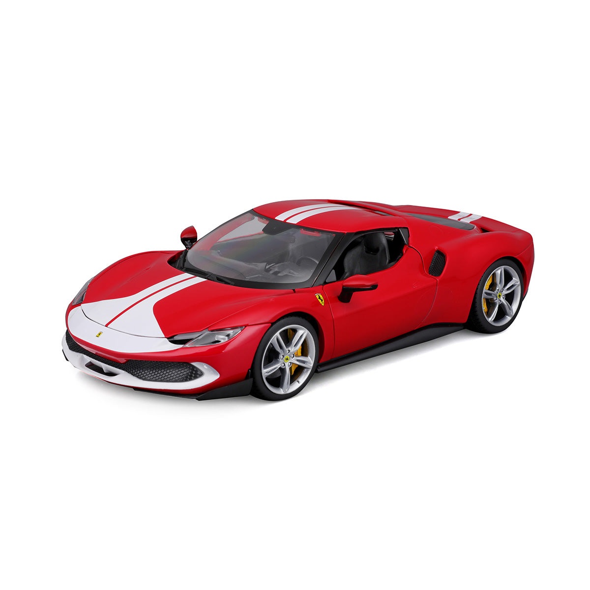BBURAGO Ferrari 296 GTB Assetto Fiorano Modellino Die-Cast 1:18 Rosso e Bianco per Bambini da 3 Anni