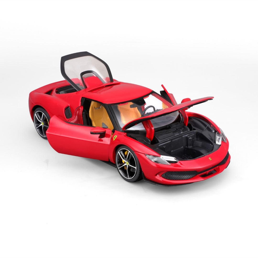 Bburago Ferrari 296 GTB 1:18 - Modellino Auto in Metallo, Licenza Ufficiale, 830 Cavalli, Età Consigliata 3 Anni