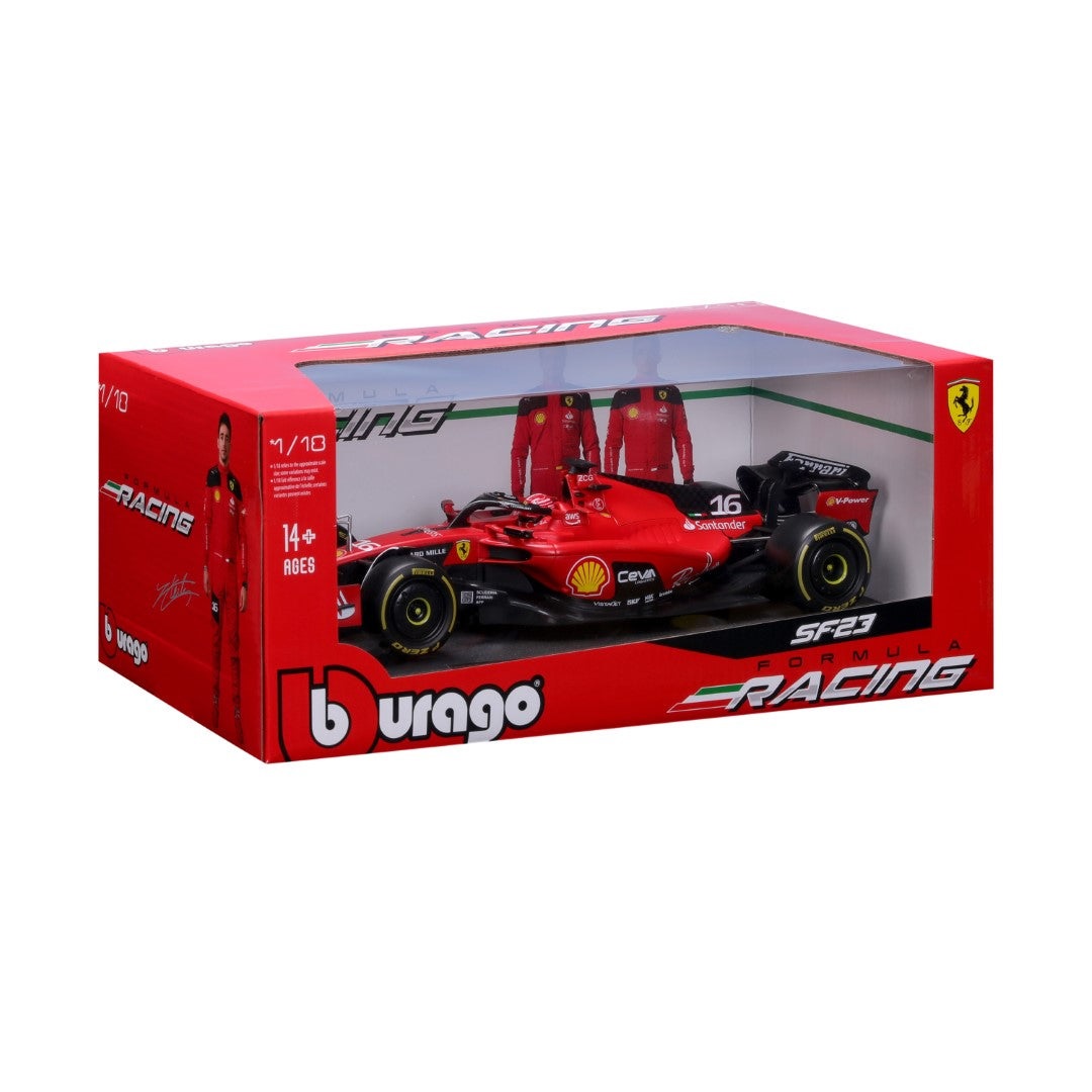 Bburago Ferrari F1 SF-23 1:18 Charles Leclerc Modello Auto Sportiva Estremamente Dettagliato con Rivestimento Elettrostatico