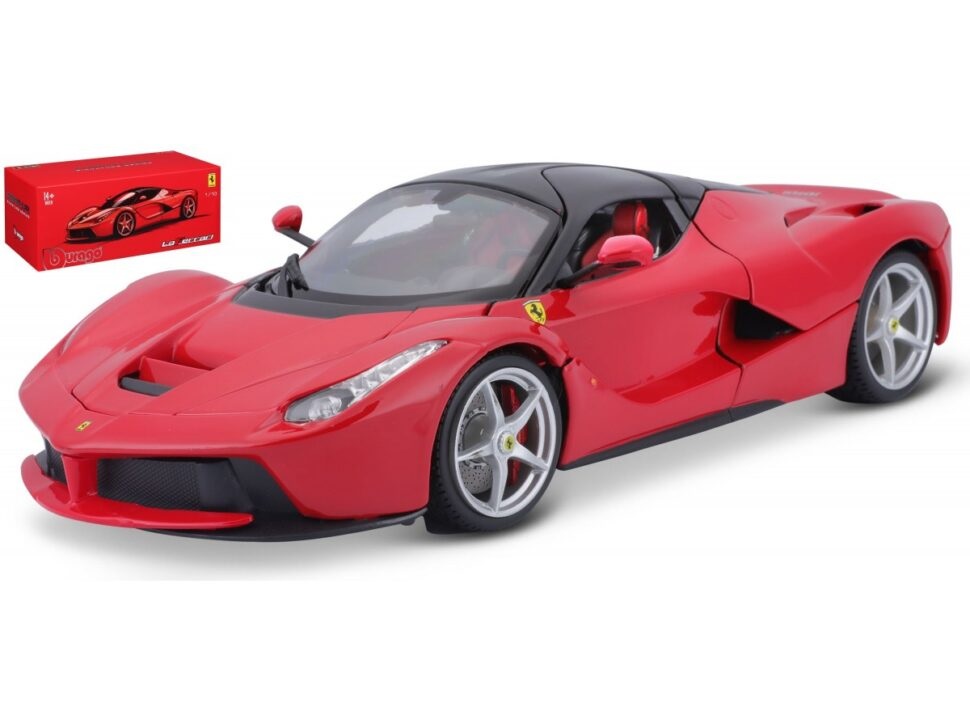 Burago Ferrari LaFerrari Signature Modellino Auto Sportiva 1:18 in Metallo con Cofano e Sportelli Apribili, Dettagli Realistici