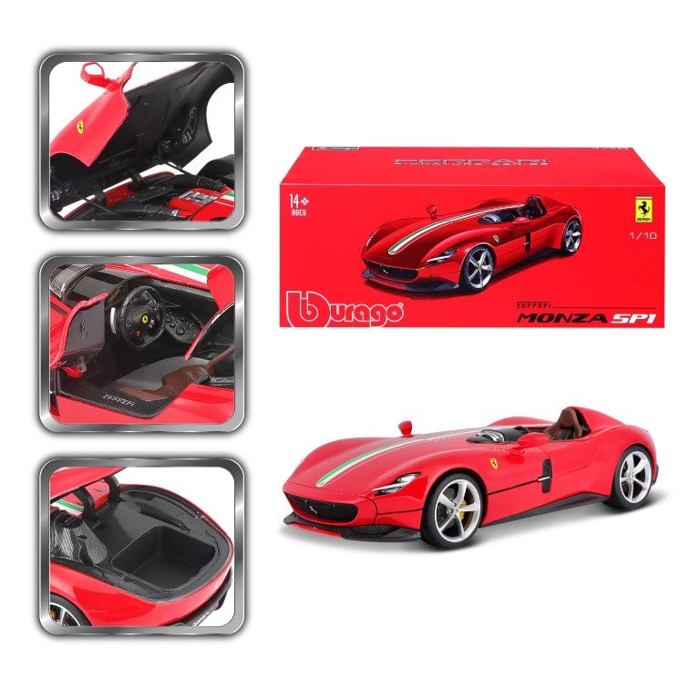 Bburago Ferrari Monza SP1 1:18 - Modello Supercar Dettagliato in Metallo con Design Assortiti