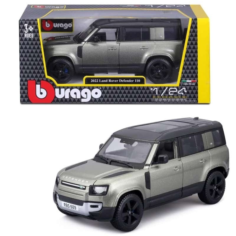 BBURAGO Land Rover Defender 110 (2022) Modellino Diecast Scala 1:24 con Portiere Apribili - Licenza Ufficiale