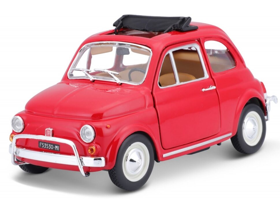 Bburago Fiat 500L (1968) Modellino Realistico in Scala 1:24 - Licenza Ufficiale Fiat, Età Consigliata 3 Anni