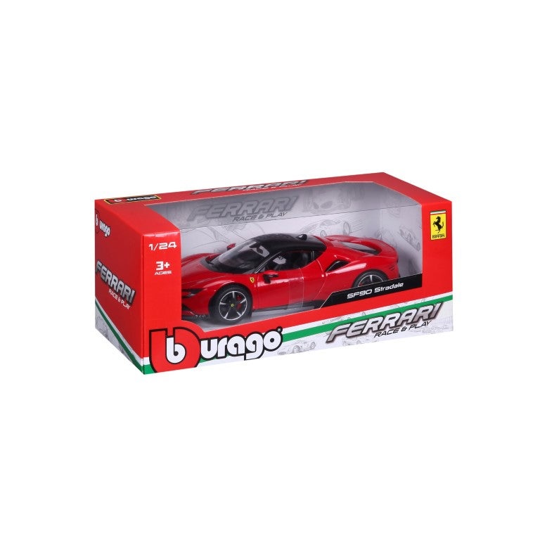 Bburago Ferrari SF90 Stradale Modellino in Metallo Rosso 1:24 - Finiture Ottime e Porte Mobili