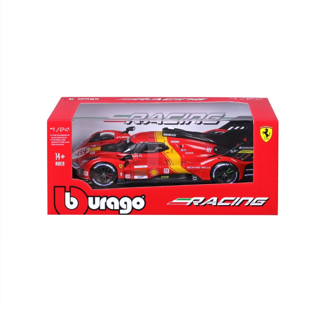 Burago Ferrari 499P LMH #51 2023 - Modellino Auto Sportiva in Scala 1:24, Vincitrice Le Mans 2023, Licenza Ufficiale Ferrari, Dettagli Accurati, Età Consigliata 14 Anni