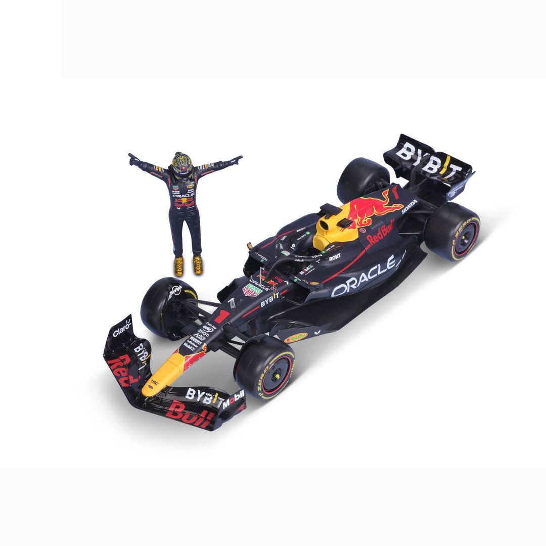 Burago Red Bull Racing RB19 Max Verstappen #1 2023 - Modellino Auto Sportiva Realistico in Scala 1:24 con Personaggio di Max Verstappen, Licenza Ufficiale Red Bull, Età Consigliata 14 Anni
