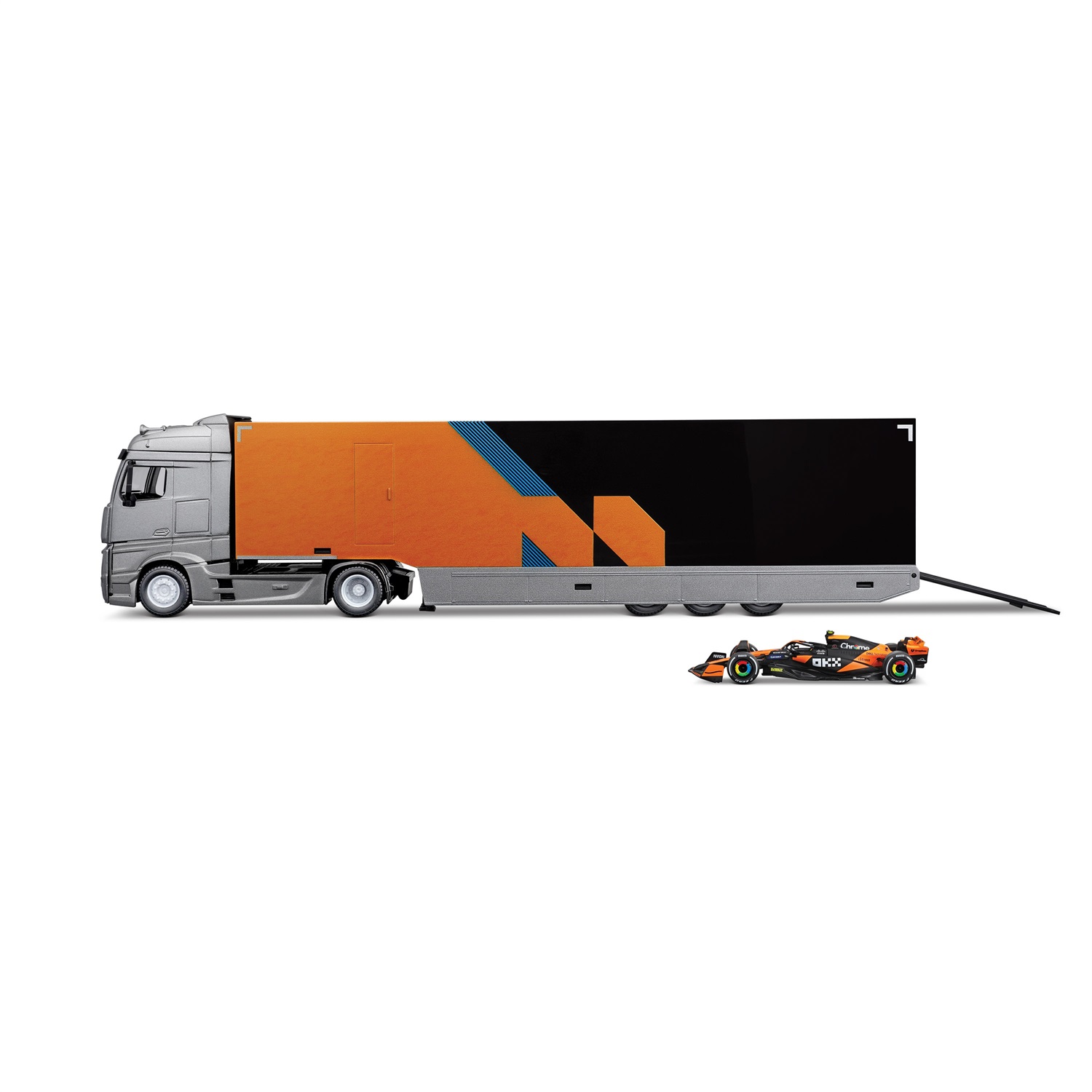 BBURAGO McLaren Semi Truck e MCL38 2024 in scala 1:43 - Modellini Diecast con Licenza Ufficiale