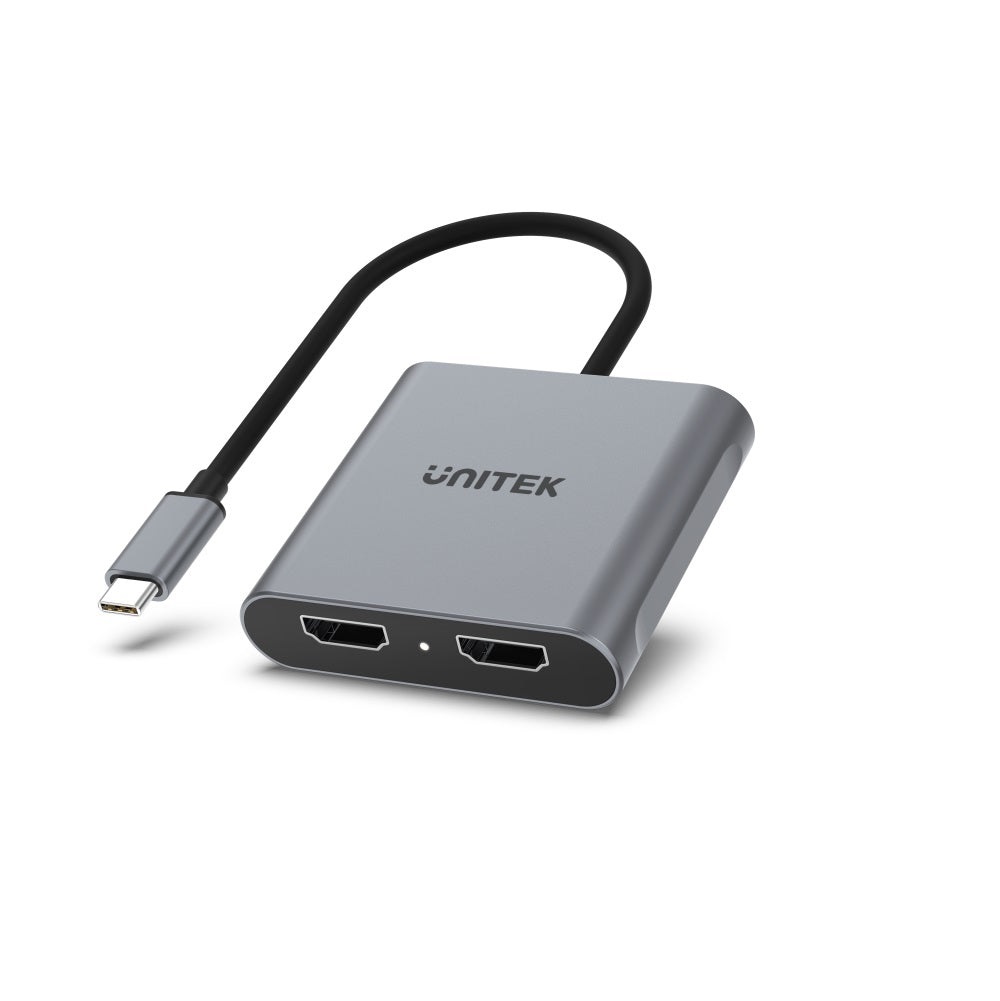 UNITEK V1404B Adattatore USB-C a 2 x HDMI 4K @ 60Hz - Grigio, Alluminio, Plug & Play