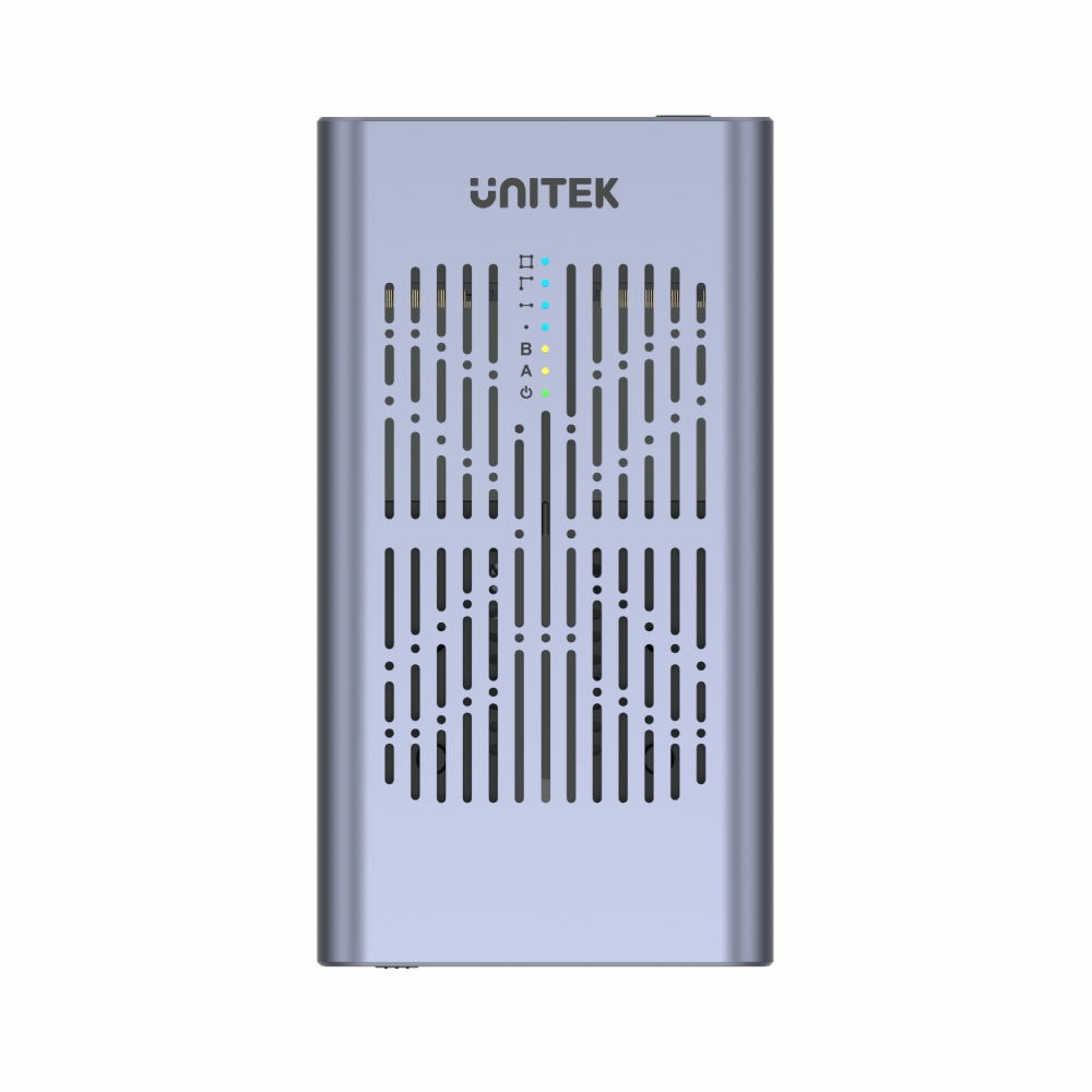 UNITEK S1206A Contenitore di Archiviazione Dual Bay per SSD M.2 PCIe/NVMe USB-C 10Gbps con Funzione di Clonazione Offline - Nero e Grigio