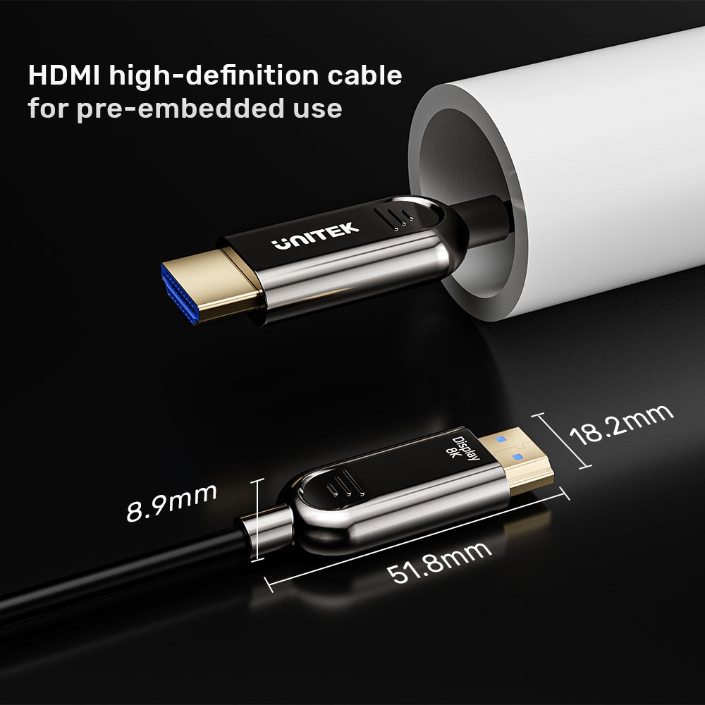 Unitek Cavo Ottico HDMI 2.1 AOC 8K 120Hz 30m Nero