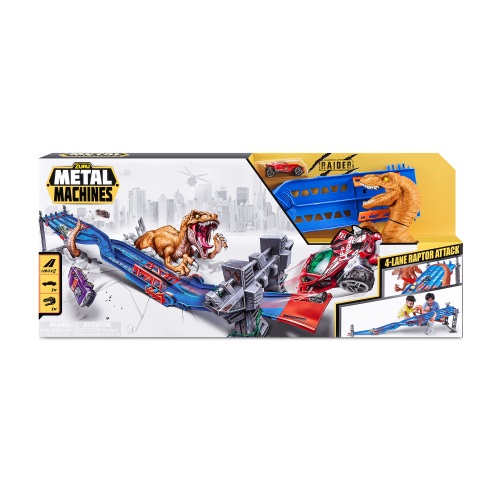 Zuru Metal Machines Pista da Corsa 4 Corsie Raptor Attack - 70 x 11 x 30 cm, Età 4