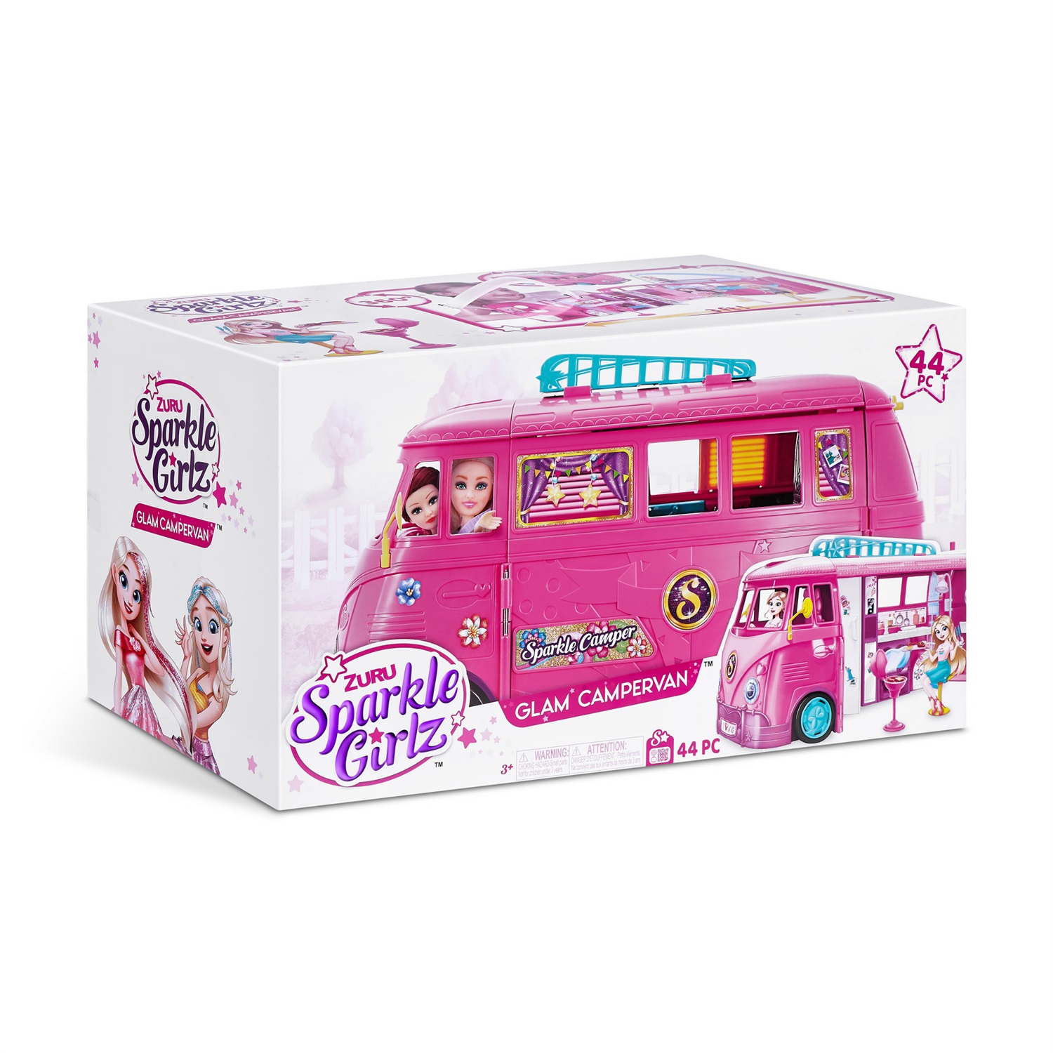ZURU Sparkle Girlz 100262 Retro Camper Van - Giocattolo Apribile con Accessori per Bambole