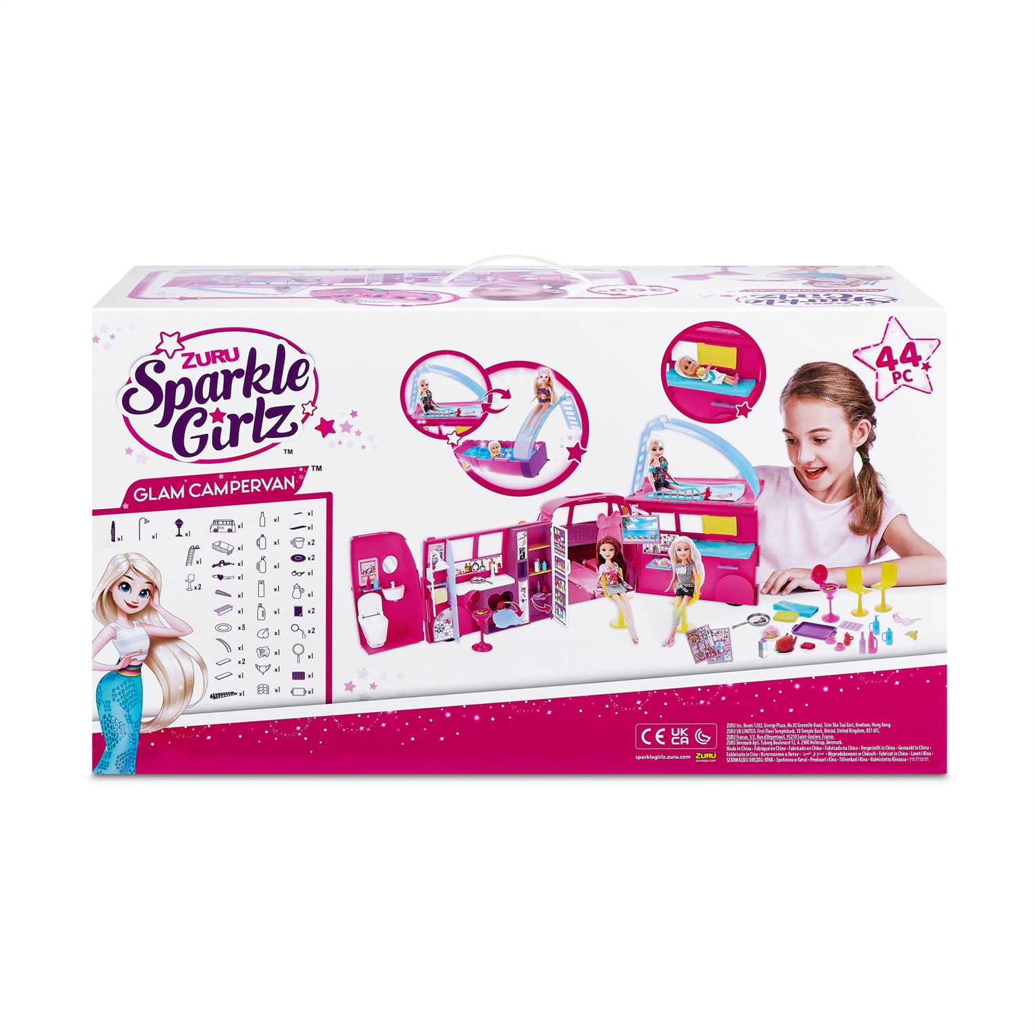 ZURU Sparkle Girlz 100262 Retro Camper Van - Giocattolo Apribile con Accessori per Bambole