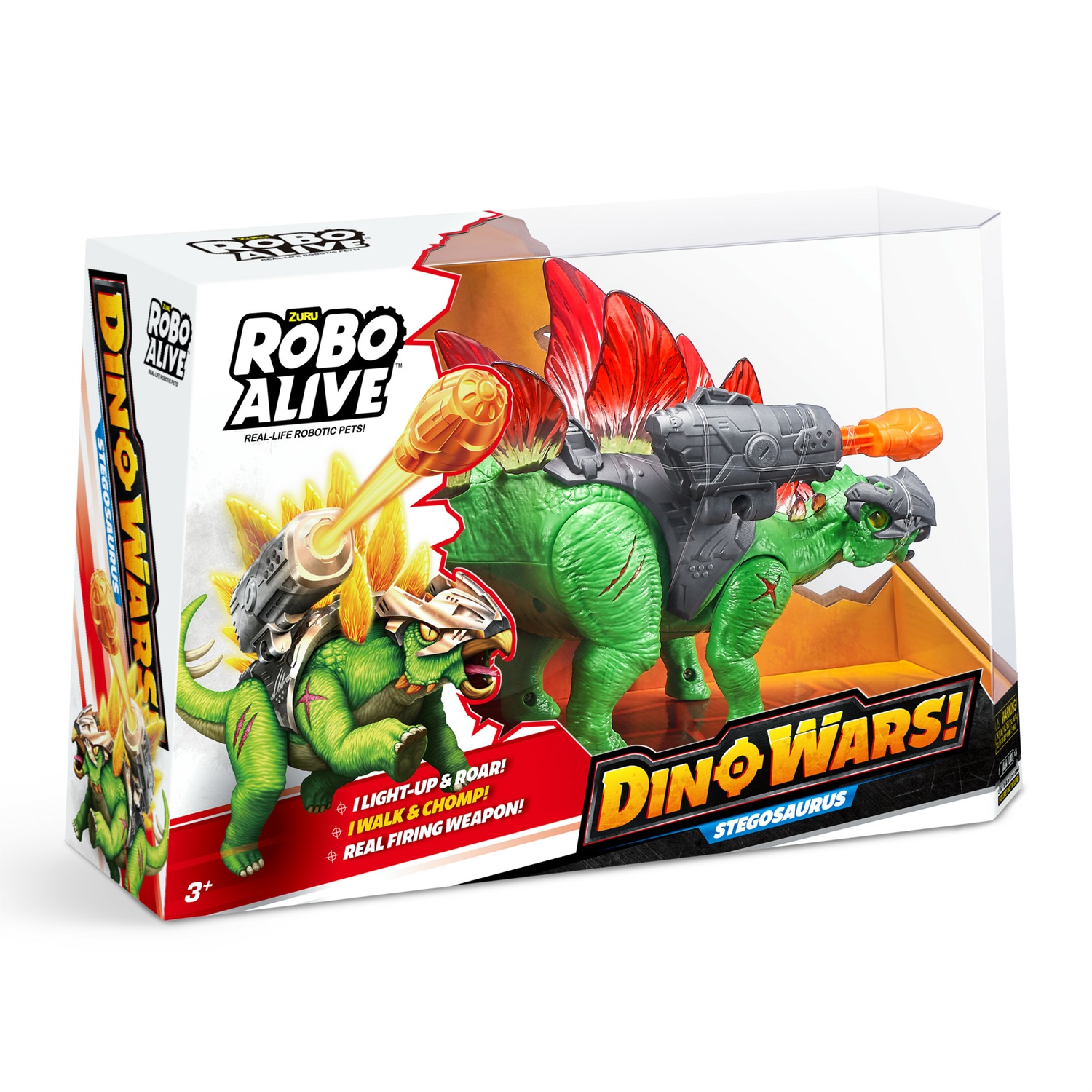 TOYS ONE ROBO ALIVE DINO WARS STEGOSAURO - Dinosauro Robot con Armatura, Movimento Realistico, Luci e Suoni