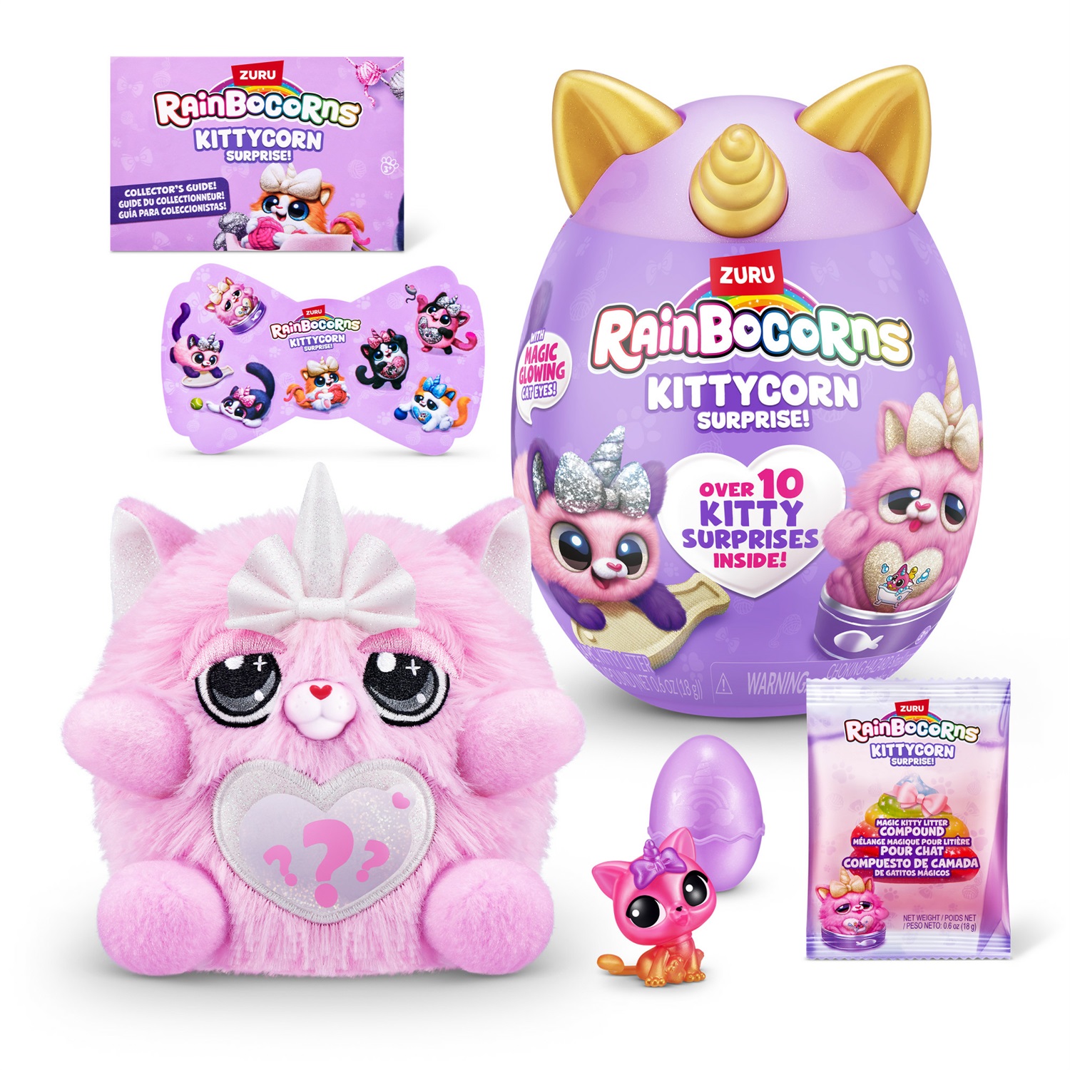 ZURU Rainbocorns Kittycorn Surprise Serie 7 - Peluche Small con Occhi che Brillano e Cuore Magico