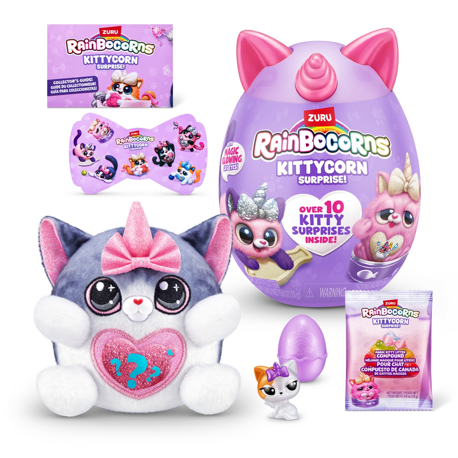 ZURU Rainbocorns Kittycorn Surprise Serie 7 - Peluche Small con Occhi che Brillano e Cuore Magico