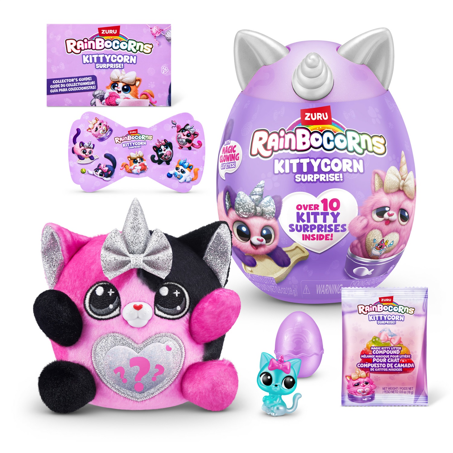ZURU Rainbocorns Kittycorn Surprise Serie 7 - Peluche Small con Occhi che Brillano e Cuore Magico