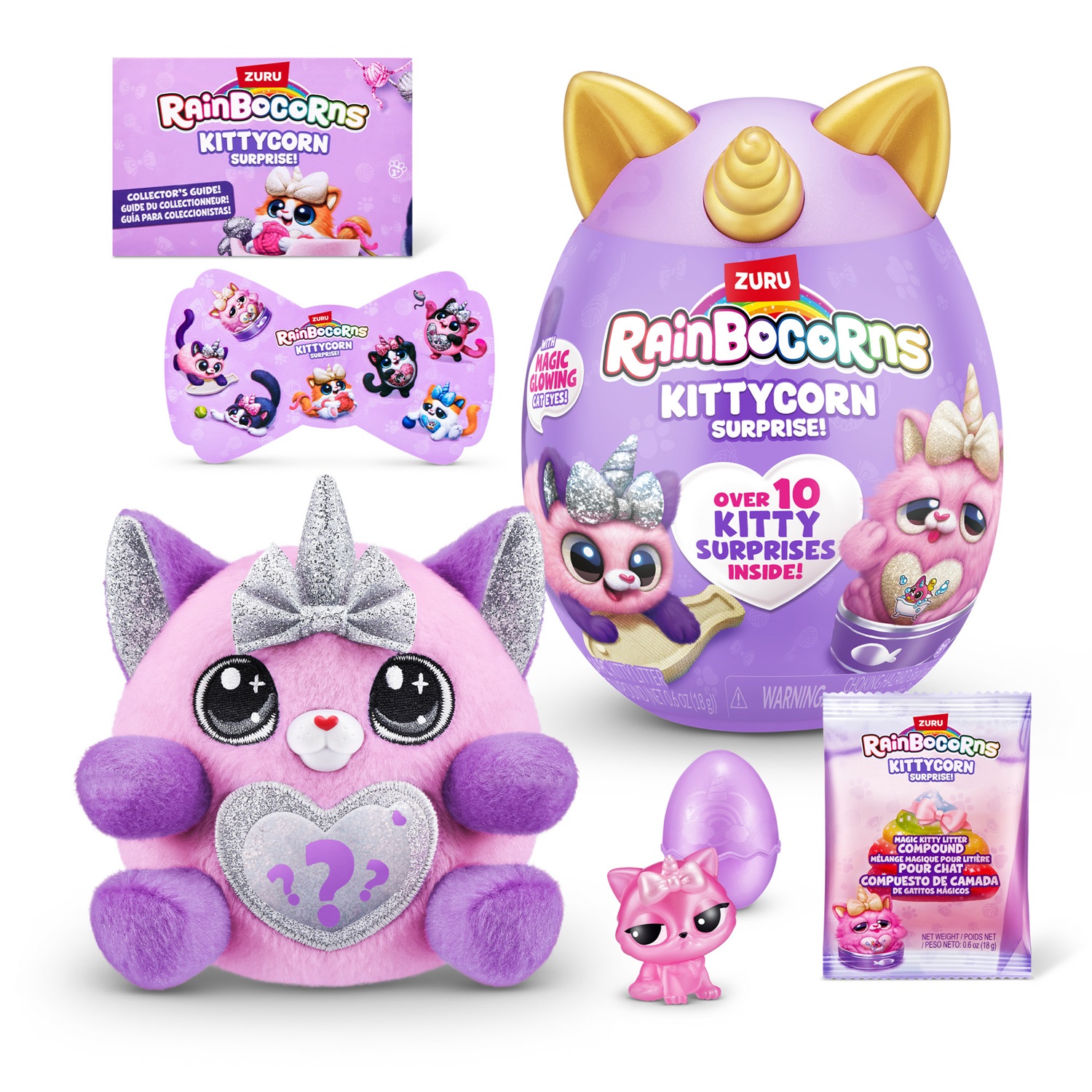 ZURU Rainbocorns Kittycorn Surprise Serie 7 - Peluche Small con Occhi che Brillano e Cuore Magico