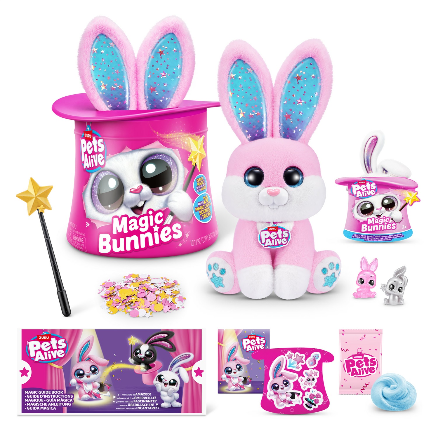 ZURU Pets Alive Magic Bunny Surprise - Peluche Interattivo 35 cm con Bacchetta Magica, Luci e Suoni, Colori Assortiti