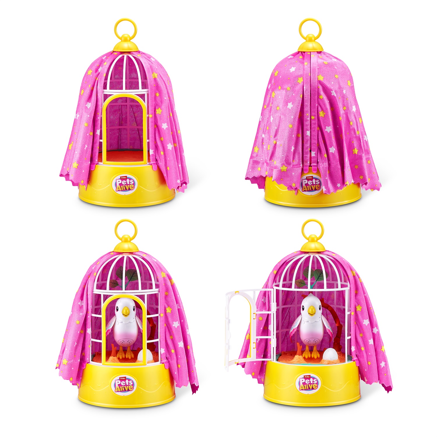 ZURU Pets Alive Polly the Magic Bird - Giocattolo interattivo, canta, si muove, ripete frasi e include cucciolo da far schiudere