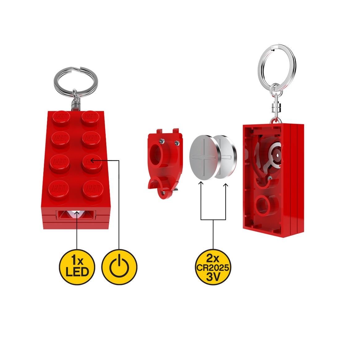 Lego Portachiavi Mattoncino Rosso con Torcia LED - Funzionale e Iconico
